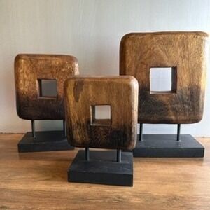 Jennifer Farrell Collection Decorative Wooden Sculpture Set of 3‎ Square